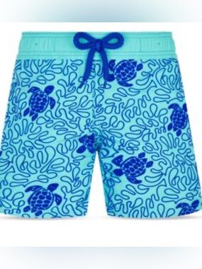 Vilebrequin Boy’s ' Turtle Splash Flocked Regular Fit Swim Trunks Size 10